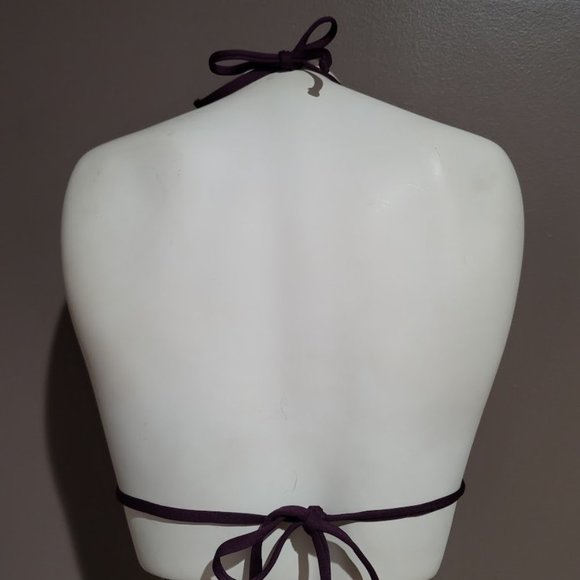 Mossimo Smocked Triangle Bikini Top Deep Plum Size Medium - Picture 4 of 9